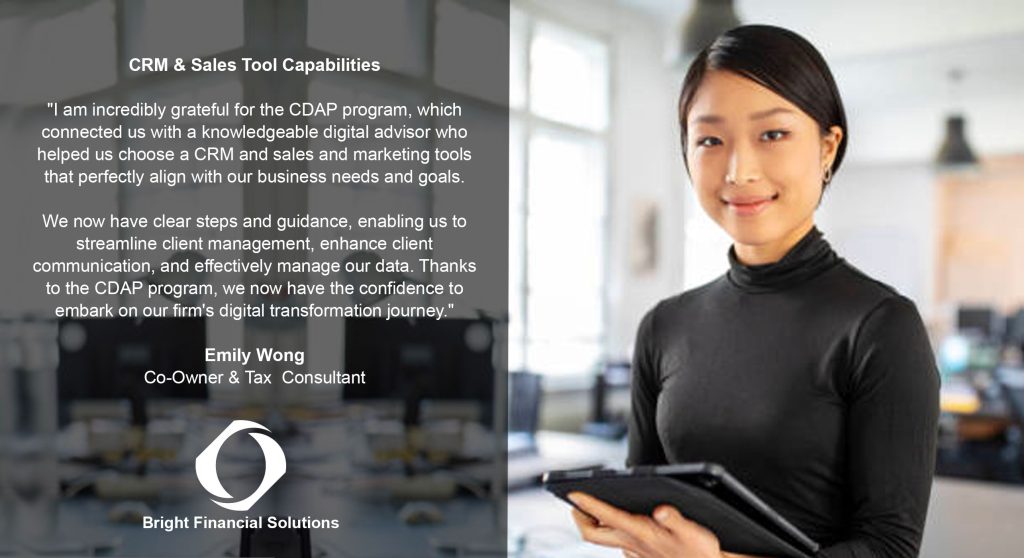 CDAP Canada digital adoption program Boost Your Business Technology CDAP grant helped an Ontario tax consultant firm with their digital adoption plan and support from a CDAP advisor for CRM and sales and marketing technology